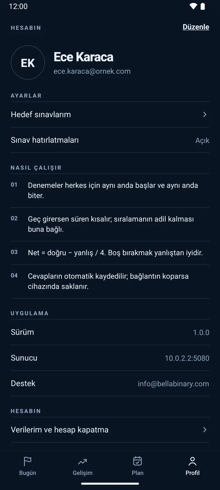 Kulvar — Profil ve ayarlar