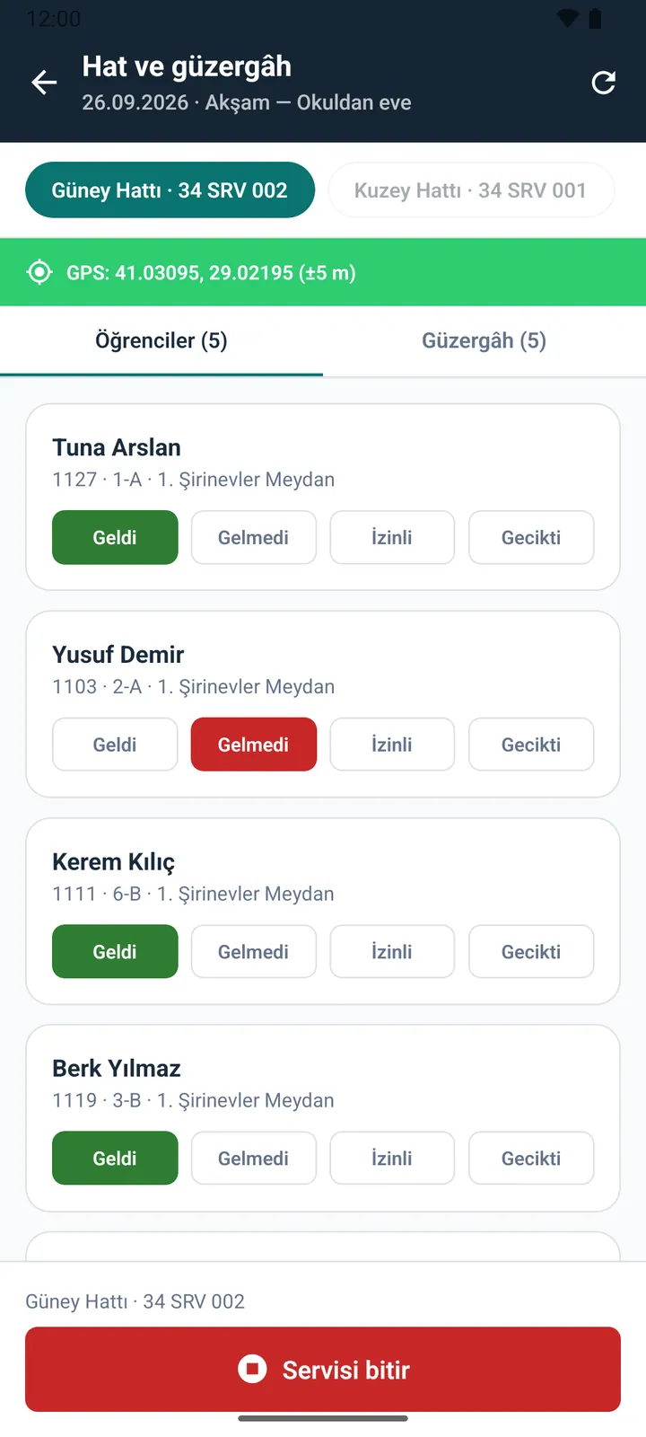 ServisX — Hat ve yoklama